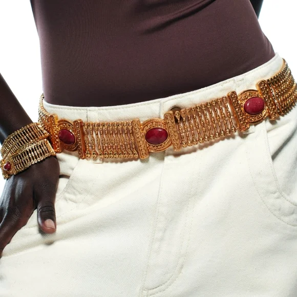 ZARA NWT STONE BUCKLE BELT ? Zara | Accessories | Nwt Zara Stone Buckle Belt Size 380  main image 3
